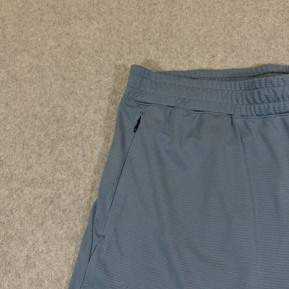 RBX Men's Athletic Shorts Large L Slate Blue Interlock Stripe Zip Pockets 8